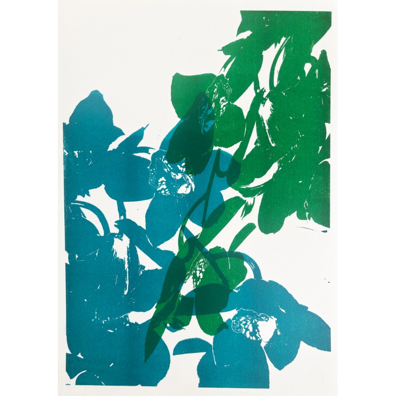 Orchids in teal and green, 2025
